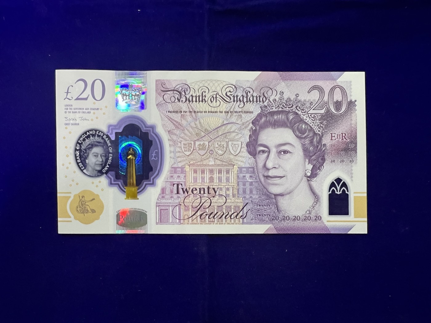 飞翔风筝第五场外国硬币纸币 民国纸币 纪念币 纪念章 英国2018年20磅号码稀少