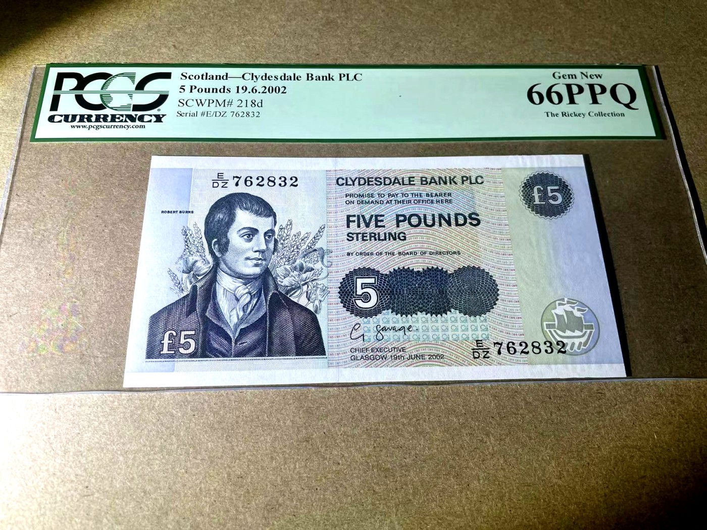 【Blue Auction】✨世界纸币精拍第354期——布克哈特【精】 【世界名家Rickey旧藏】苏格兰 2002年5镑 PCGS66EPQ 绿标 