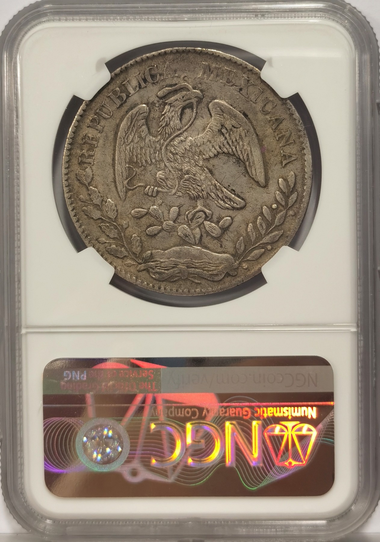 博洋堂世界钱币拍卖第037期（全场包邮） NGC XF 墨西哥1875年HO PR版花边鹰洋，小O版，大部分用于远东贸易，常见带有戳记