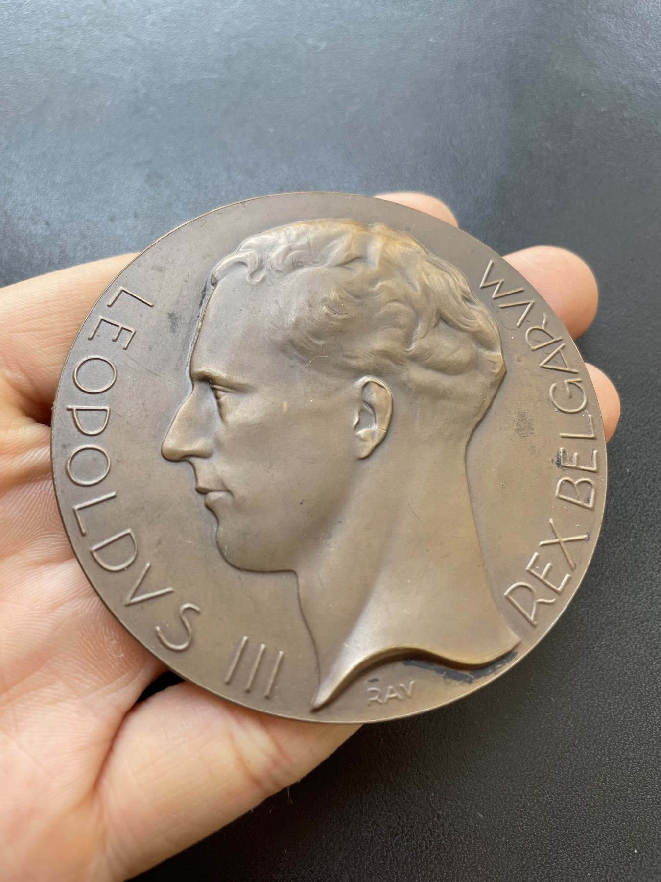 「木头集藏」章牌专场-第28期 比利时国王利奥波德三世大铜章 直径：70mm