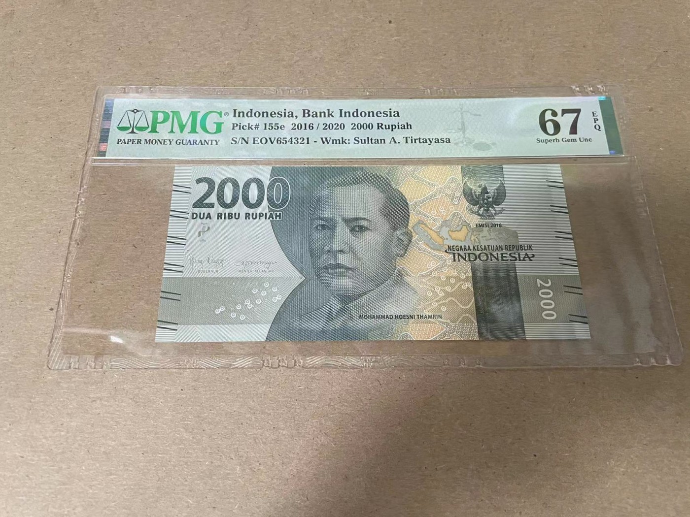 【Blue Auction】✨世界纸币精拍第354期——布克哈特【精】 【654321阶梯号】印尼 2016年2000卢比 PMG67EPQ 