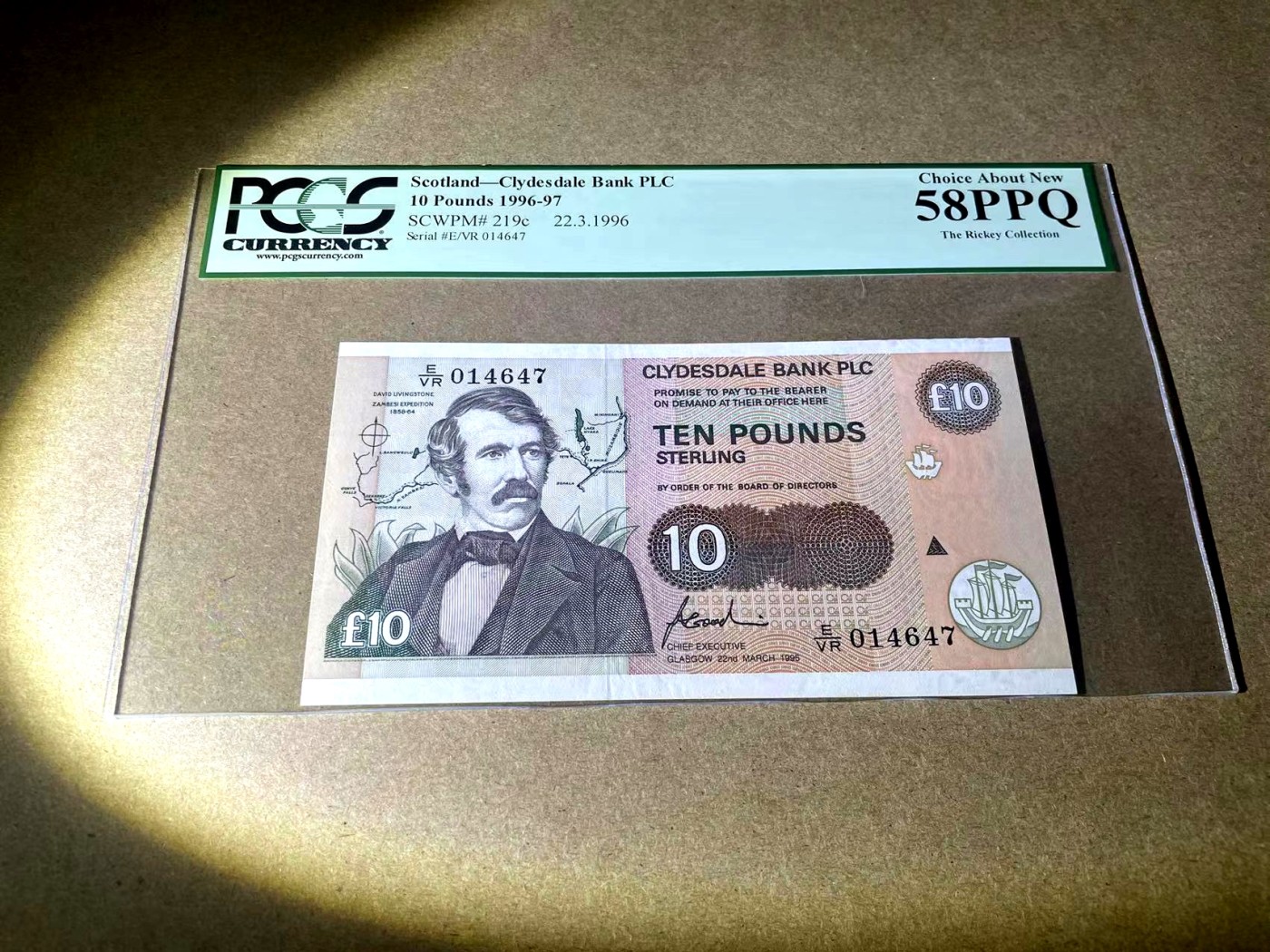 【Blue Auction】✨世界纸币精拍第354期——布克哈特【精】 【世界名家Rickey旧藏】苏格兰 1996年10镑 PCGS58EPQ 绿标