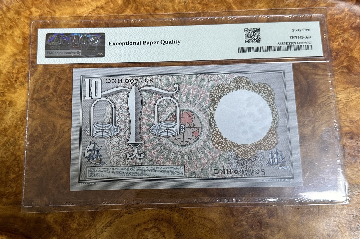 Chase Auction 第23期 - - 外钞、民国钞和人民币混合场！ 1953年荷兰10盾，政治家格劳秀斯，PMG65分！