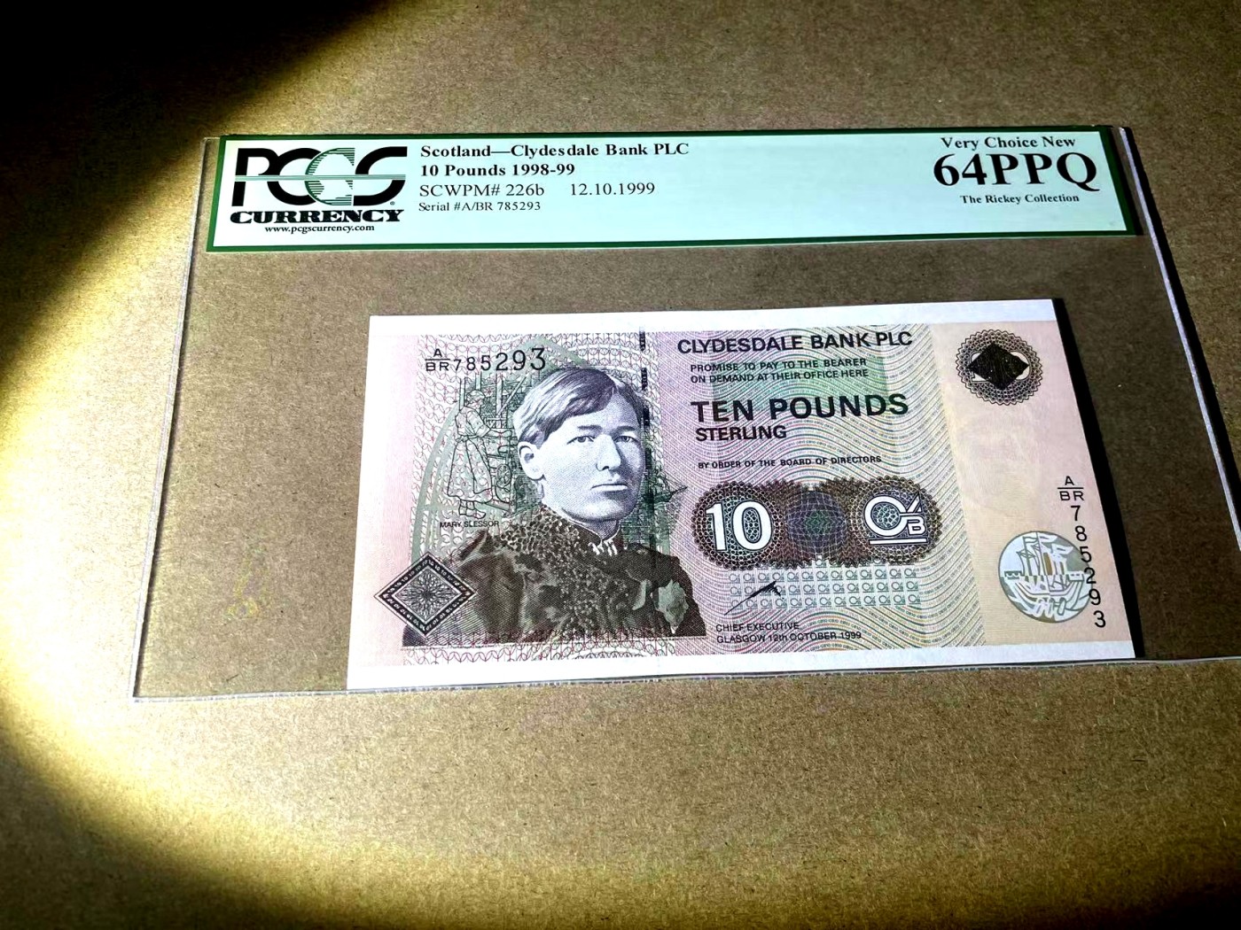 【Blue Auction】✨世界纸币精拍第354期——布克哈特【精】 【世界名家Rickey旧藏】苏格兰 1999年10镑 PCGS64EPQ 绿标