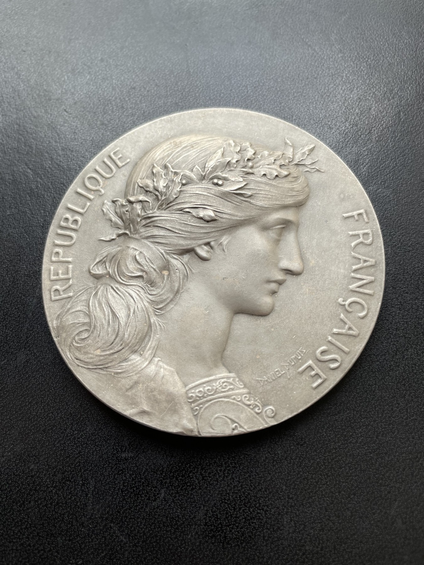 「木头集藏」章牌专场-第28期 D.Dupuis～1919年法国一战战争纪念镀银大铜章 直径：69mm