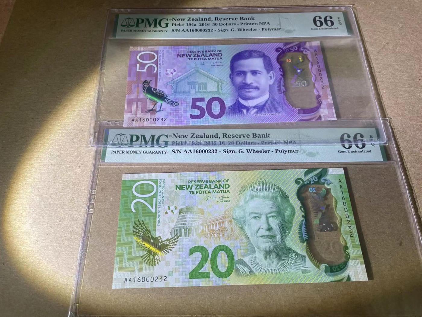 【Blue Auction】✨世界纸币精拍第354期——布克哈特【精】 【AA冠首发232小号 包含获奖钞】新西兰 2015年5-100元 PMG68EPQ-66EPQ 精美