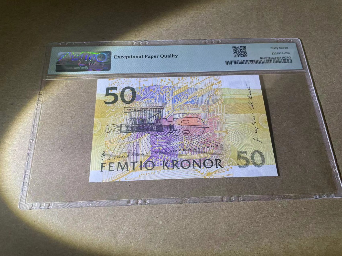 【Blue Auction】✨世界纸币精拍第354期——布克哈特【精】 【初版】瑞典 1996-2003年50克朗 夜莺 PMG67EPQ 