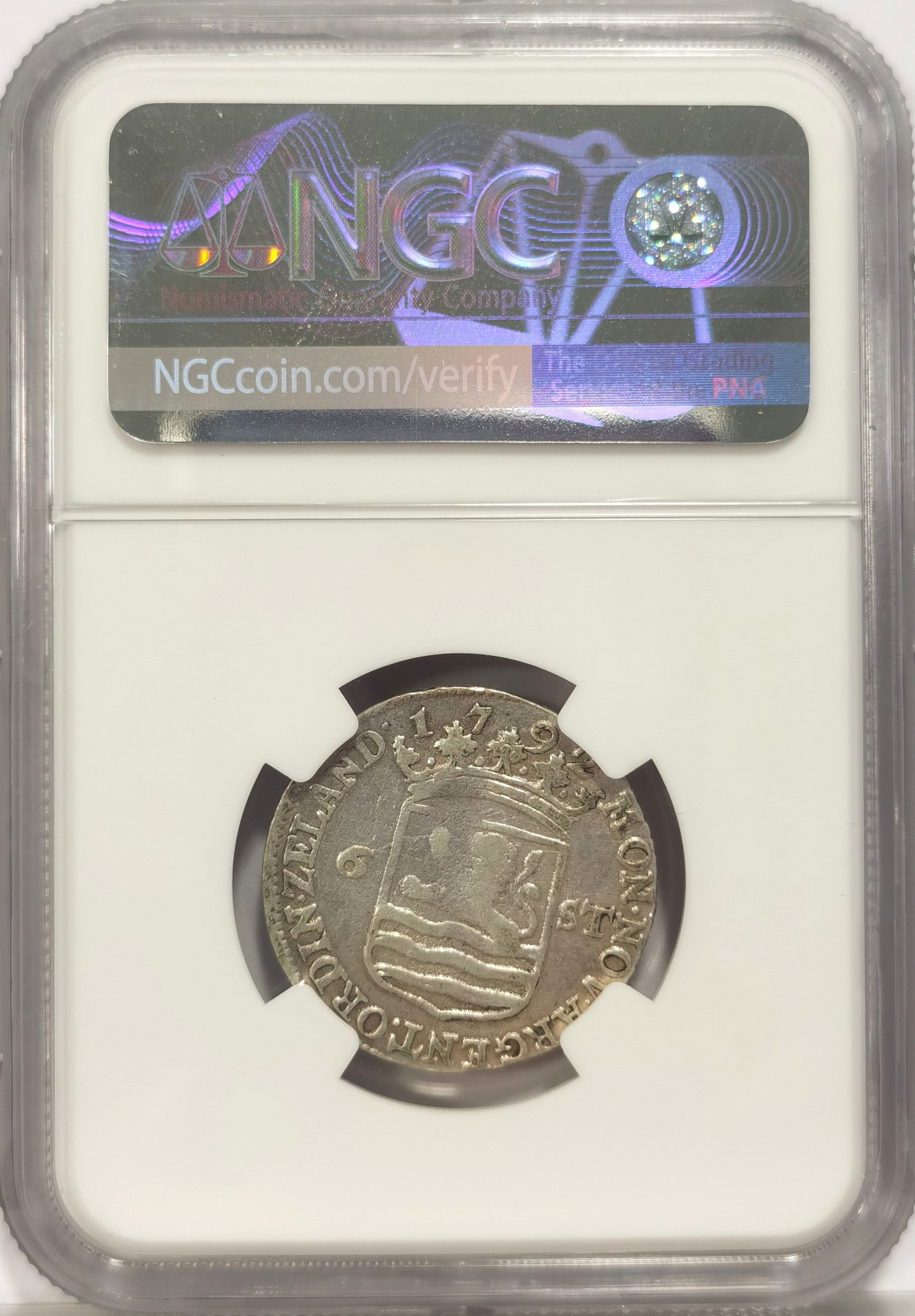 博洋堂世界钱币拍卖第037期（全场包邮） NGC XF 荷兰泽兰省1792年6先令银币，经典荷兰帆船银币