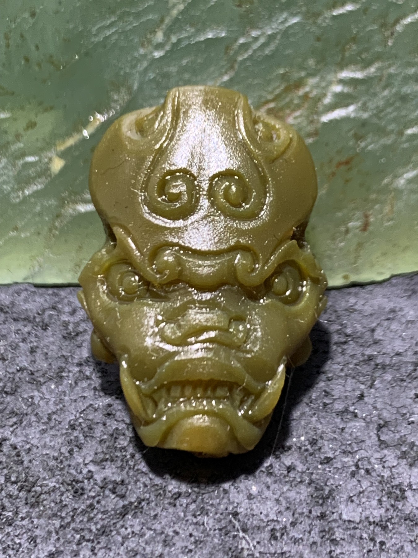 精美高玉化亚光战国红玛瑙手工雕刻兽首一体佛头三通一个，