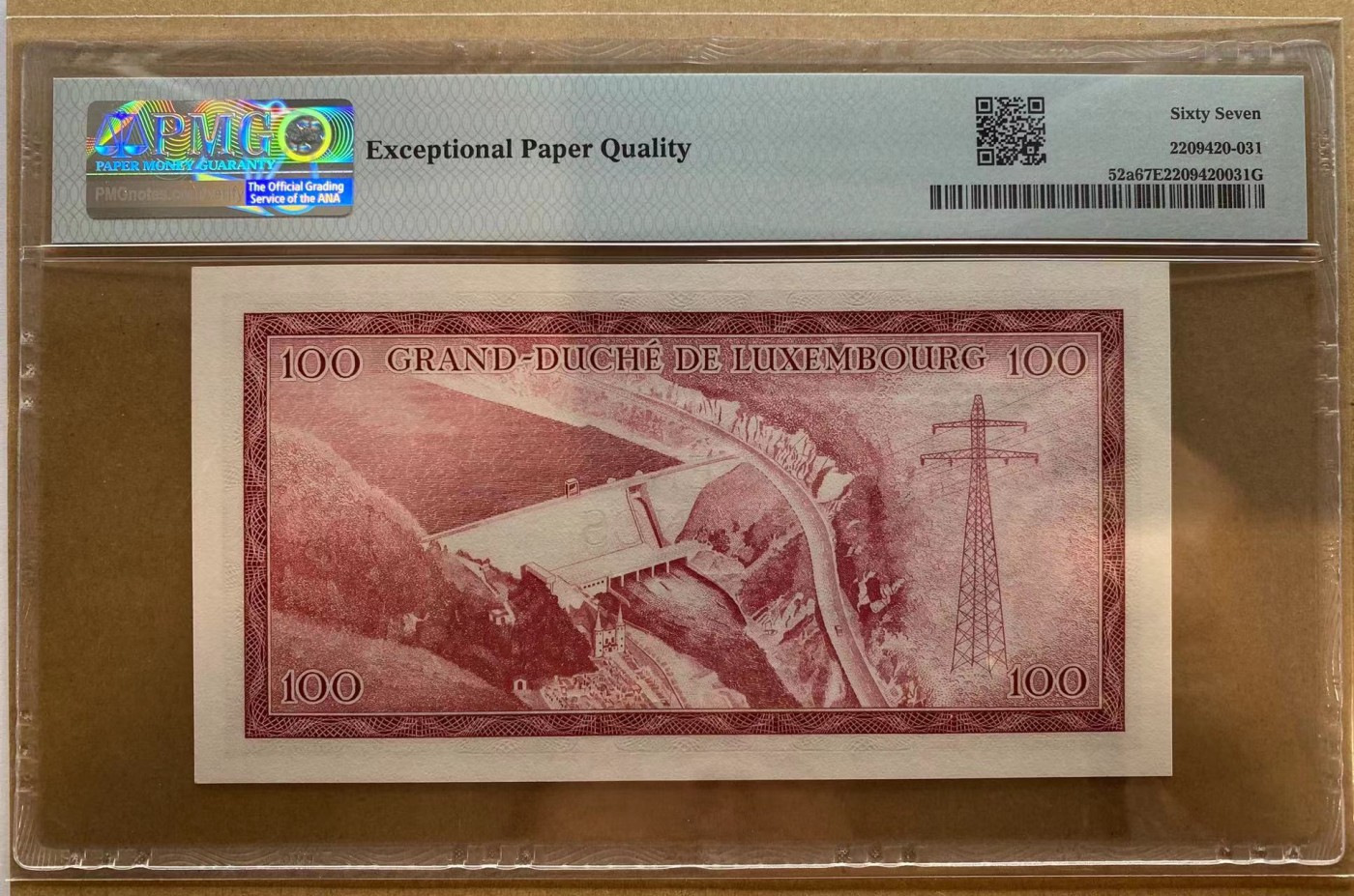 【Blue Auction】✨世界纸币精拍第354期——布克哈特【精】 卢森堡 1963年100法郎 PMG67EPQ 高分女大公 