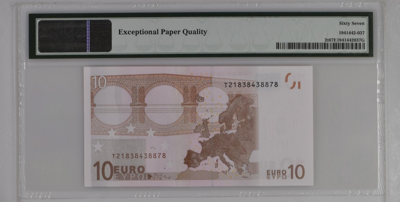 收藏联盟Quantum Auction 第279期拍卖  欧盟国家爱尔兰2002年10元 PMG67 稀少第一签