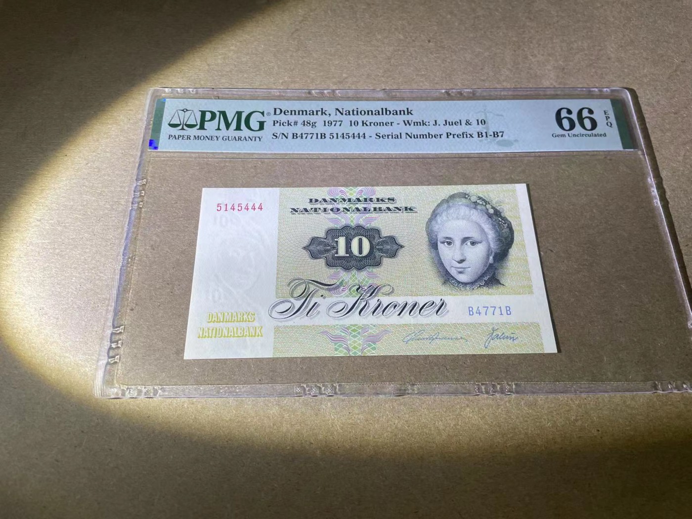 【Blue Auction】✨世界纸币精拍第354期——布克哈特【精】 【p48g 444豹子号】丹麦 1977年10克朗 PMG66EPQ 