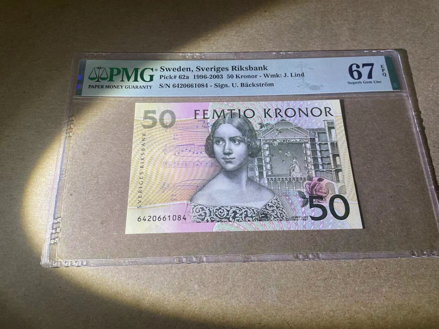 【Blue Auction】✨世界纸币精拍第354期——布克哈特【精】 【初版】瑞典 1996-2003年50克朗 夜莺 PMG67EPQ 