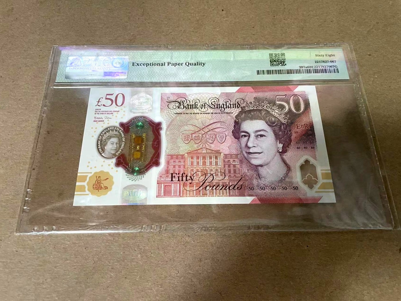 【Blue Auction】✨世界纸币精拍第354期——布克哈特【精】  【靓号900000倒置号 PMG反装纸币少见】英国 2021年50镑 PMG68EPQ 超高分 