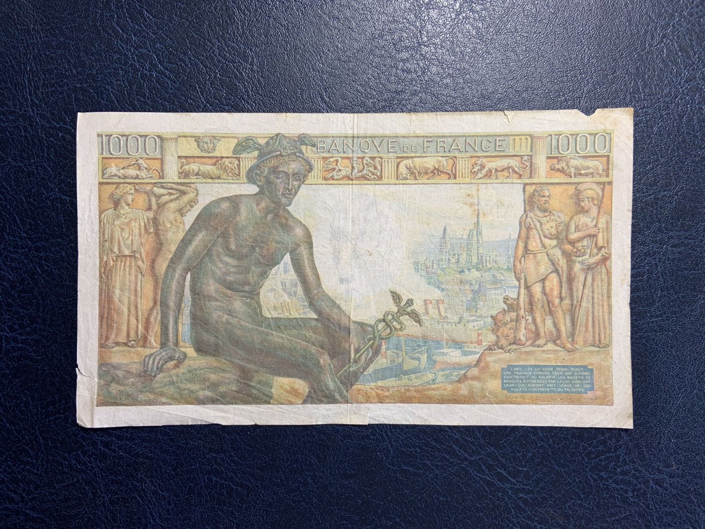 收藏联盟Quantum Auction 第279期拍卖  法国1943年1000法郎 非全新 品相如图