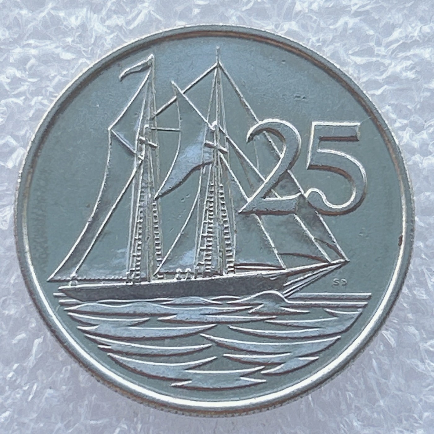 全场一元起拍 世界钱币散币场 第14期 开曼群岛2005年25分镍钢币，伊丽莎白二世，双桅帆船