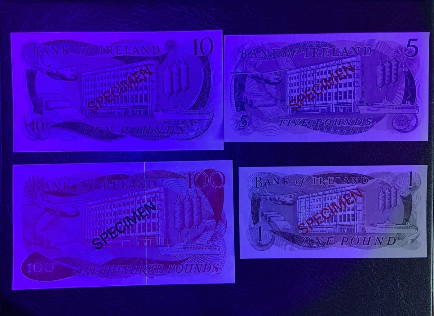 收藏联盟Quantum Auction 第279期拍卖  北爱尔兰银行1977年1-100镑同号收藏系列样票 品相全新UNC 带原册限量发行 
