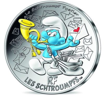 【海寕潮】拍卖第107期 - 【海寧潮】法国2020年蓝精灵系列1邮递员彩色纪念银币