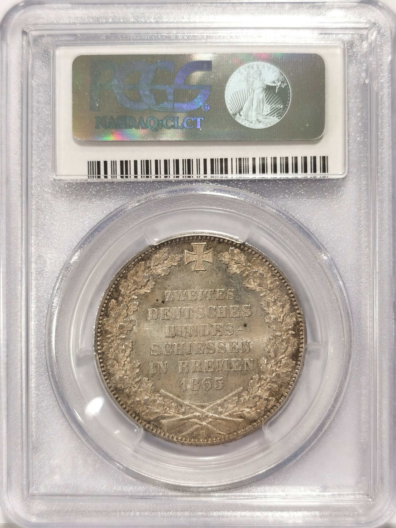 博洋堂世界钱币拍卖第037期（全场包邮） PCGS MS66 德国不莱梅1865年B射击节1泰勒银币，季军分，21年eBay同分成交价5744元