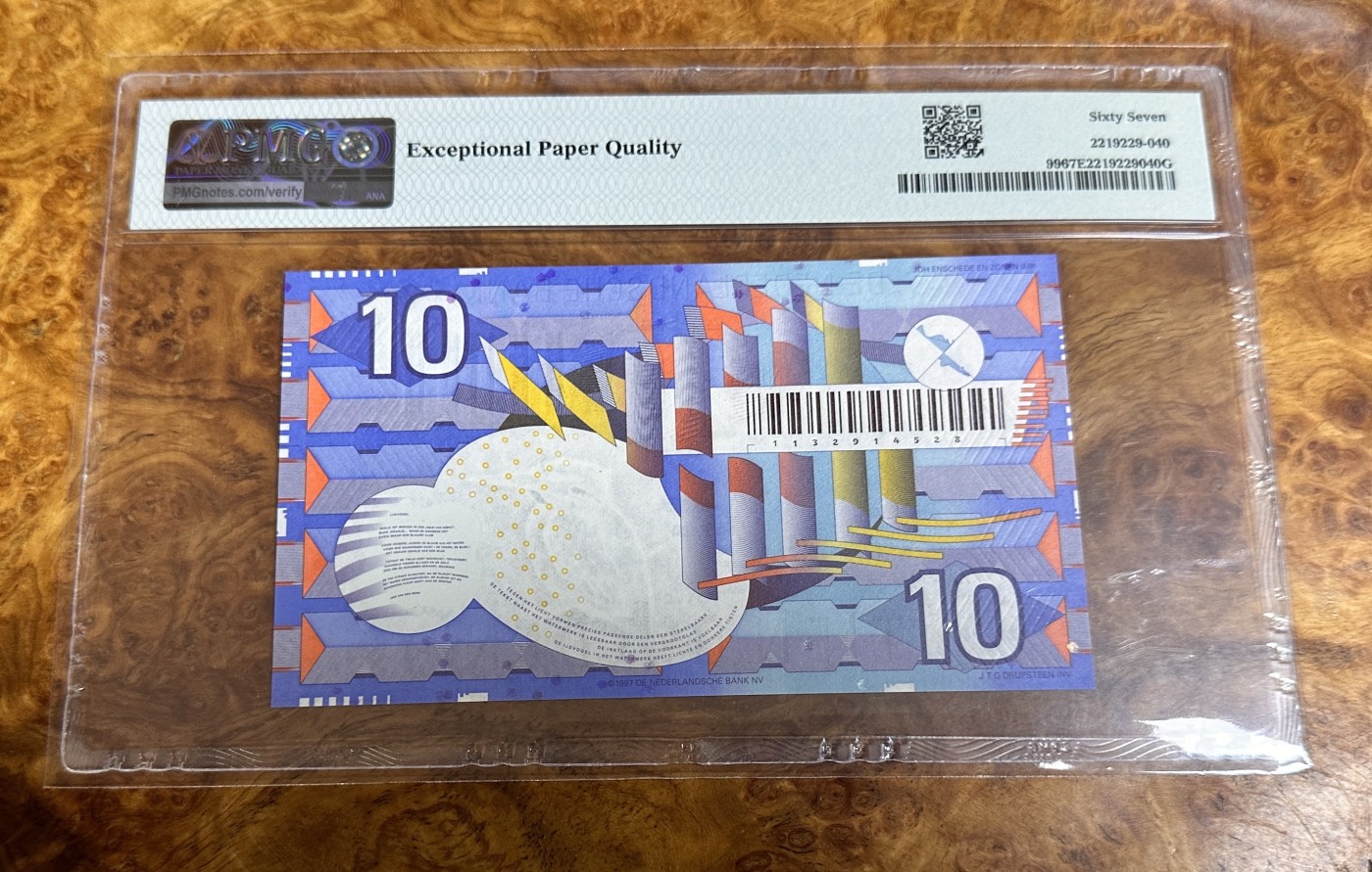 Chase Auction 第23期 - - 外钞、民国钞和人民币混合场！ 1997年荷兰10盾，PMG67！