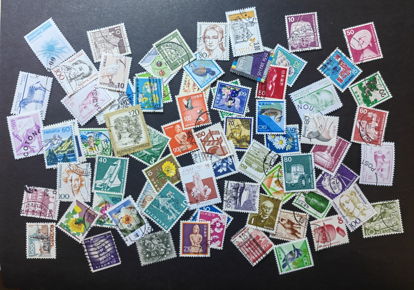 中外邮票+首日封+旧书籍.专场（精品） 外邮一组（日本，德国居多，一共70张）品相不错