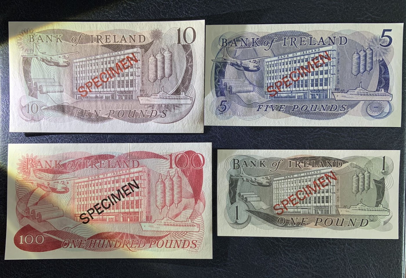 收藏联盟Quantum Auction 第279期拍卖  北爱尔兰银行1977年1-100镑同号收藏系列样票 品相全新UNC 带原册限量发行 