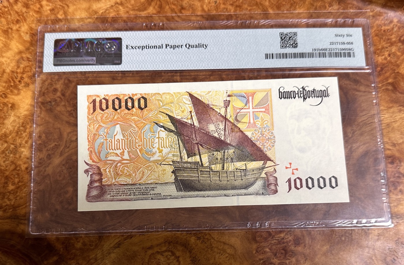 Chase Auction 第23期 - - 外钞、民国钞和人民币混合场！ 1997年葡萄牙10000埃斯库多，PMG66分！