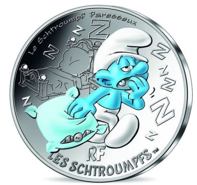 【海寕潮】拍卖第107期 - 【海寧潮】法国2020年蓝精灵系列懒虫精灵纪念彩银币