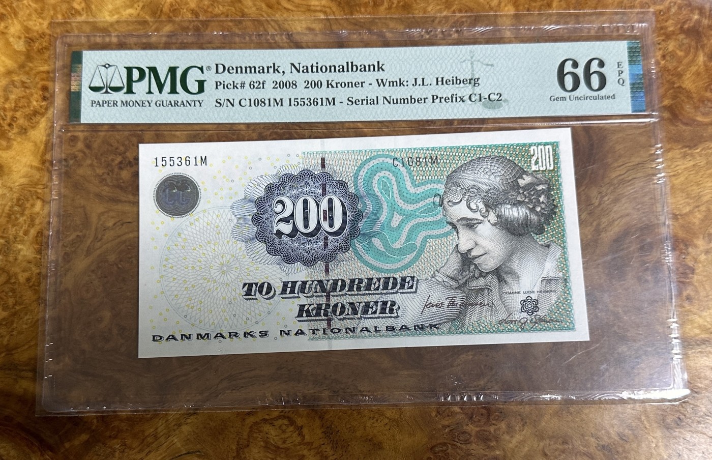Chase Auction 第23期 - - 外钞、民国钞和人民币混合场！ 2008年丹麦200克朗，浮雕版，PMG66分！