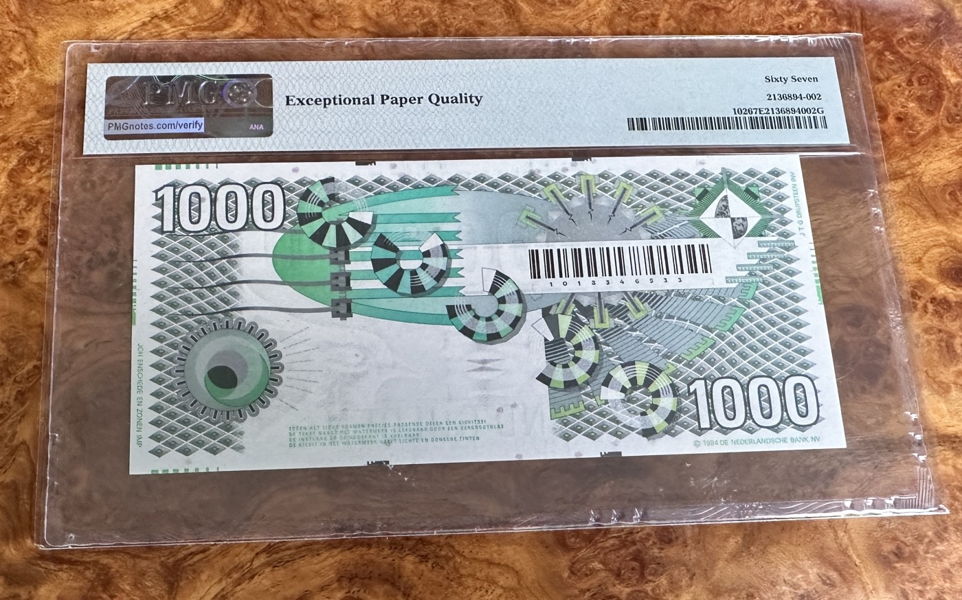 Chase Auction 第23期 - - 外钞、民国钞和人民币混合场！ 1994年荷兰1000盾，大齿轮，PMG67！