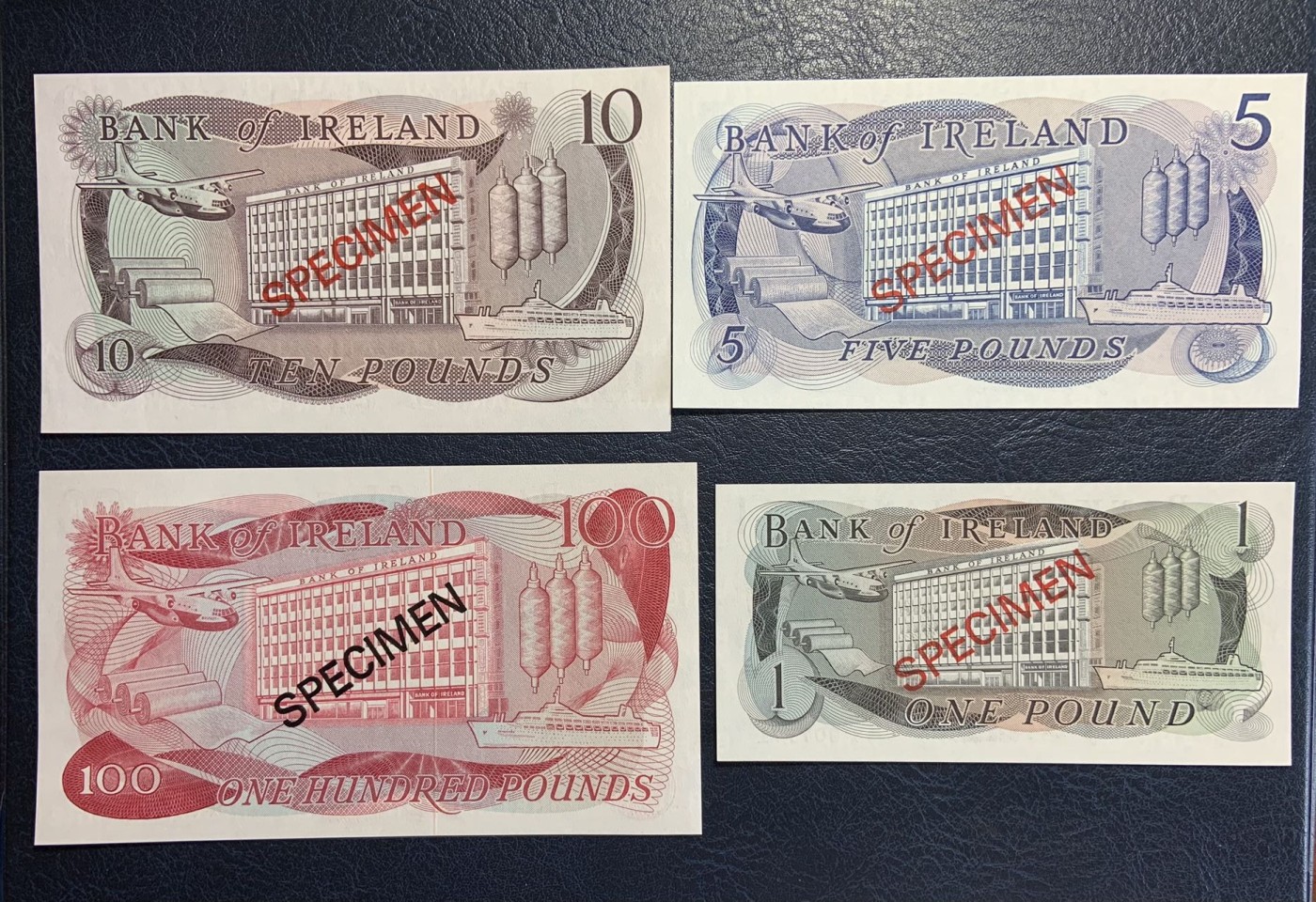 收藏联盟Quantum Auction 第279期拍卖  北爱尔兰银行1977年1-100镑同号收藏系列样票 品相全新UNC 带原册限量发行 