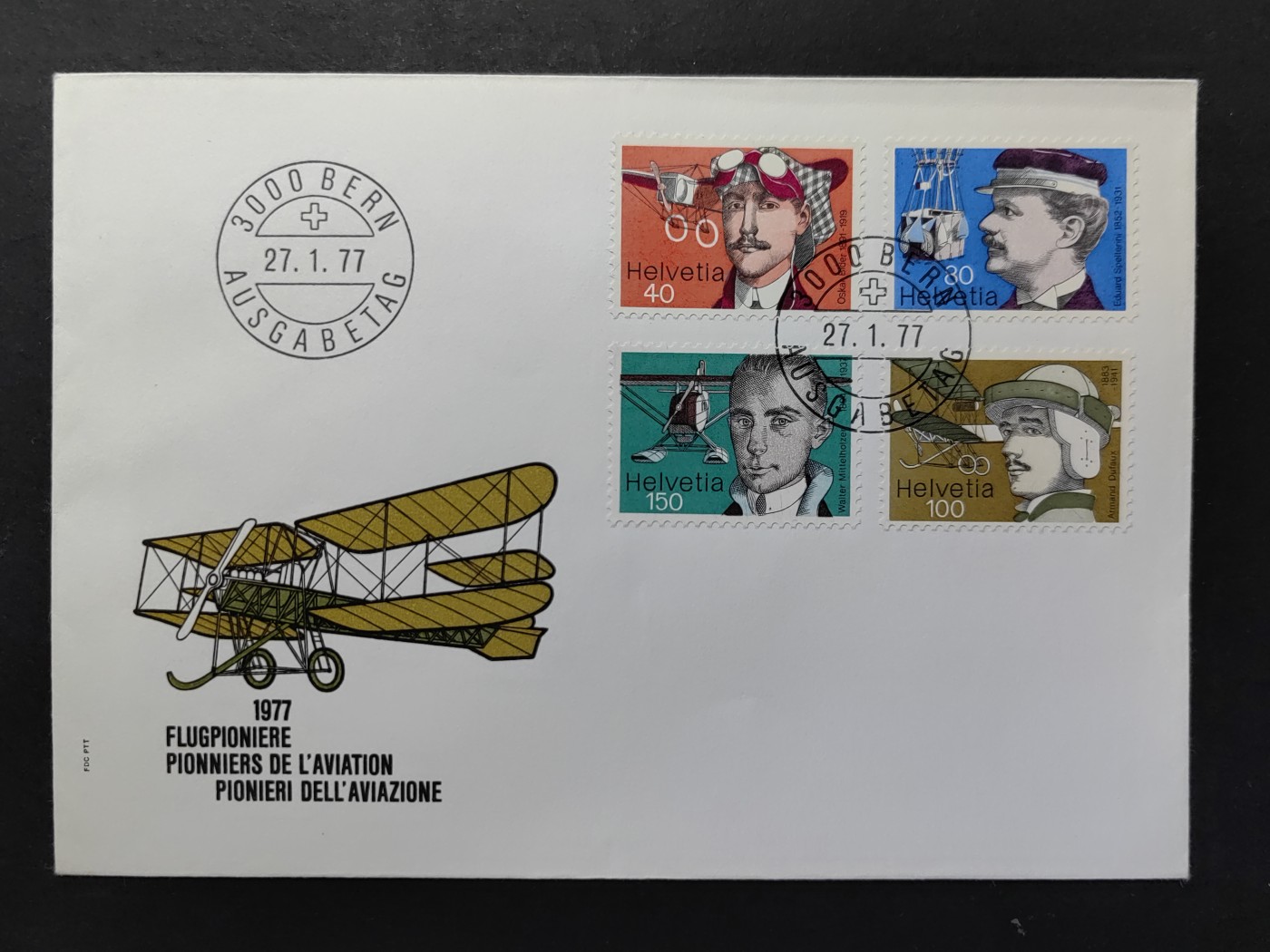 中外邮票+首日封+旧书籍.专场（精品） 1977年 飞行先锋德尔 纪念邮封