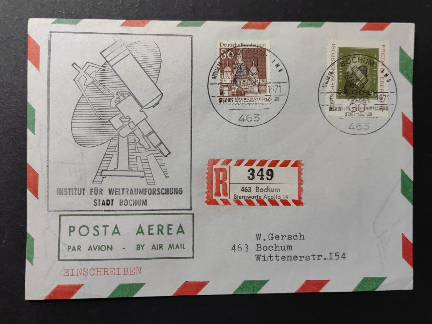 中外邮票+首日封+旧书籍.专场（精品） 1971年实寄航空邮封