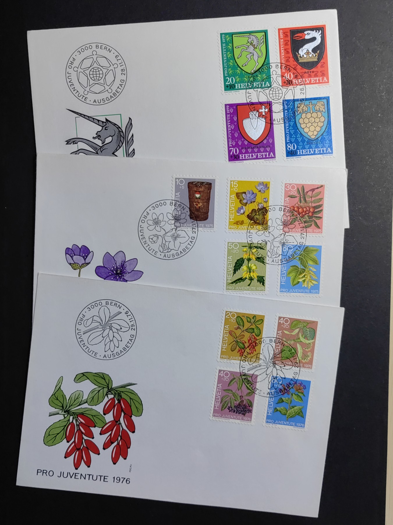 中外邮票+首日封+旧书籍.专场（精品） 瑞士邮封一组3个（邮票全）