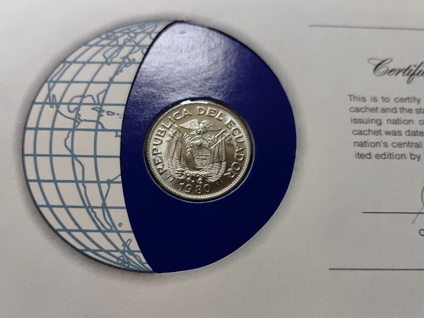 中外邮票+首日封+旧书籍.专场（精品） 富兰克林造币厂认证（厄瓜多尔邮票+货币邮封）