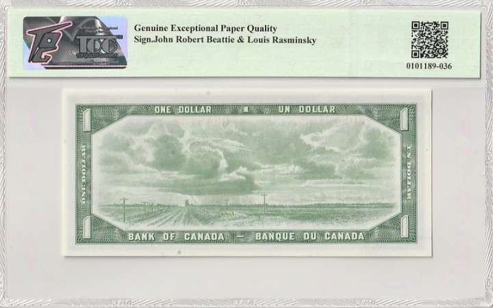收藏联盟Quantum Auction 第279期拍卖  加拿大1954年1元 TQG66 绝品 稀少补号