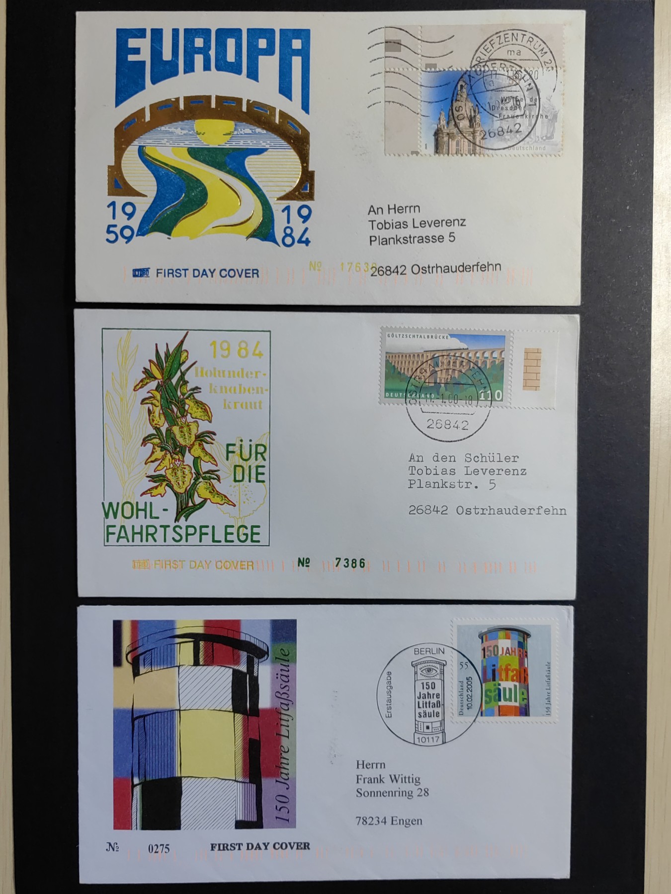 中外邮票+首日封+旧书籍.专场（精品） 德国邮封一组