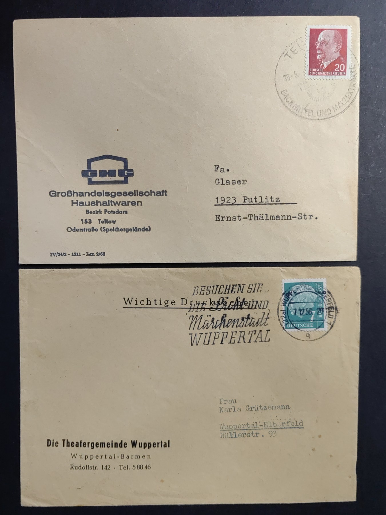 中外邮票+首日封+旧书籍.专场（精品） 德国实寄邮封（50年代和70年代）