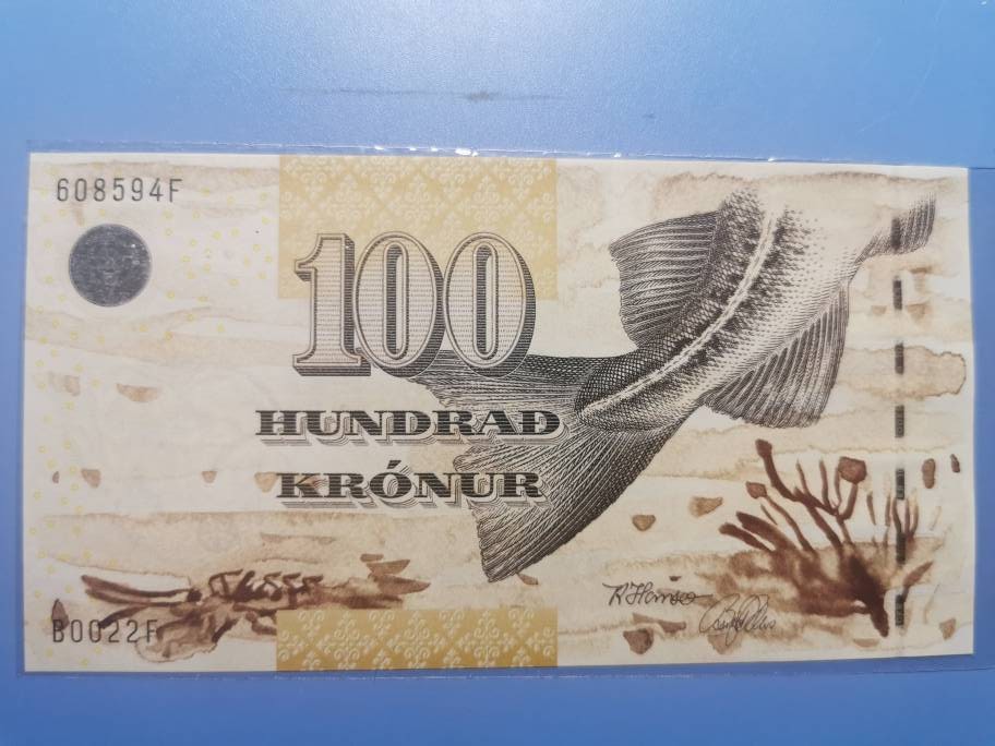 法罗群岛100克朗 2002年 克劳斯目录P-25 欧洲纸币 实物图 UNC   