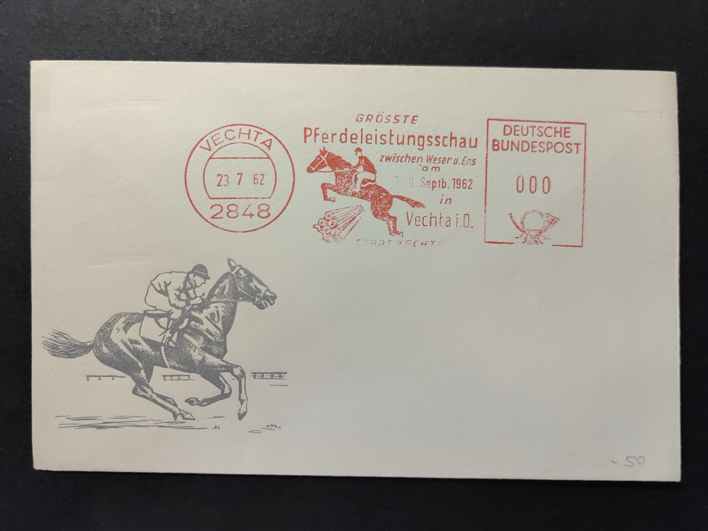 中外邮票+首日封+旧书籍.专场（精品） 1962年德国赛马表演纪念邮封