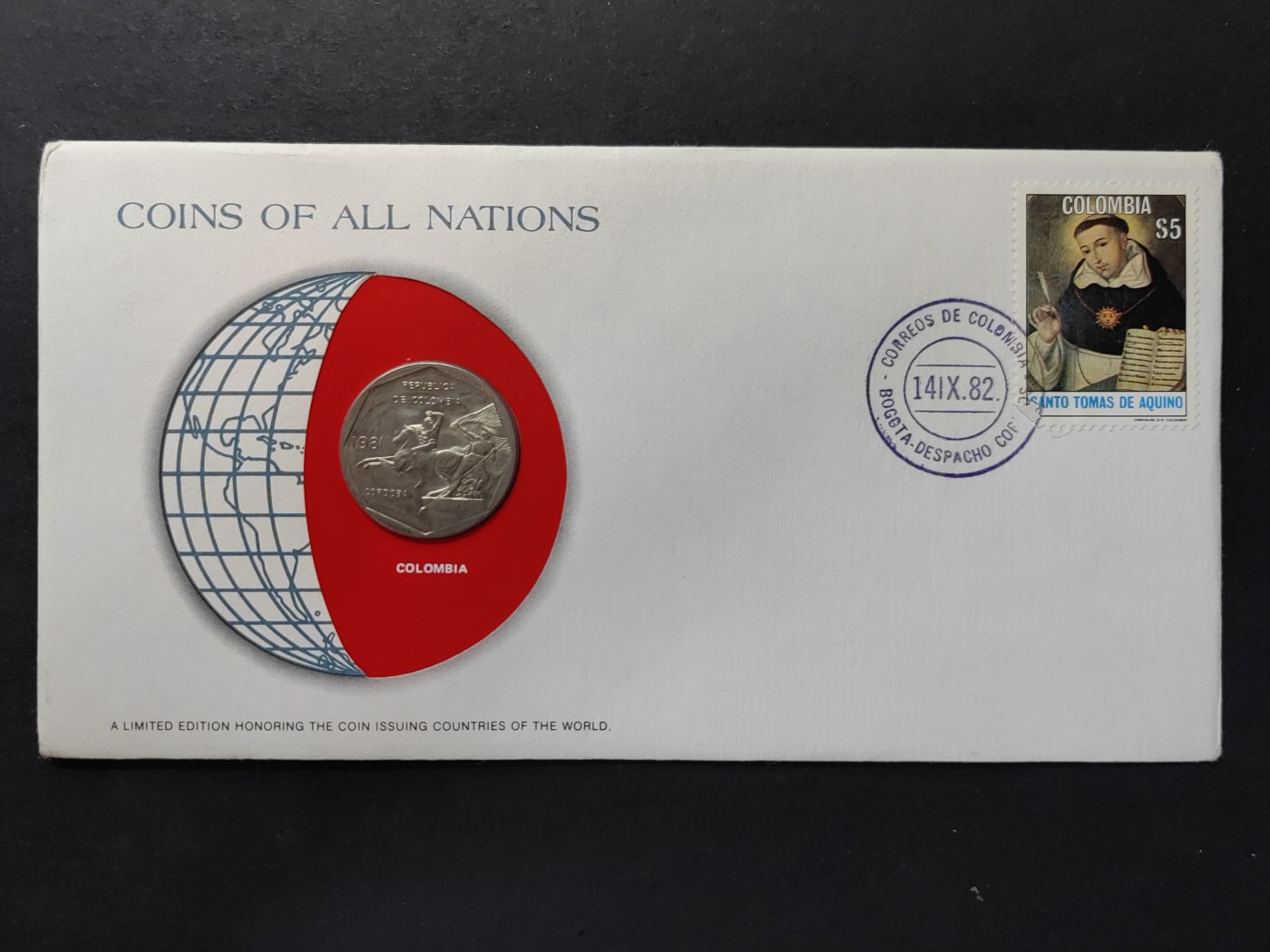 中外邮票+首日封+旧书籍.专场（精品） 富兰克林造币厂认证（哥伦比亚邮票+货币邮封）