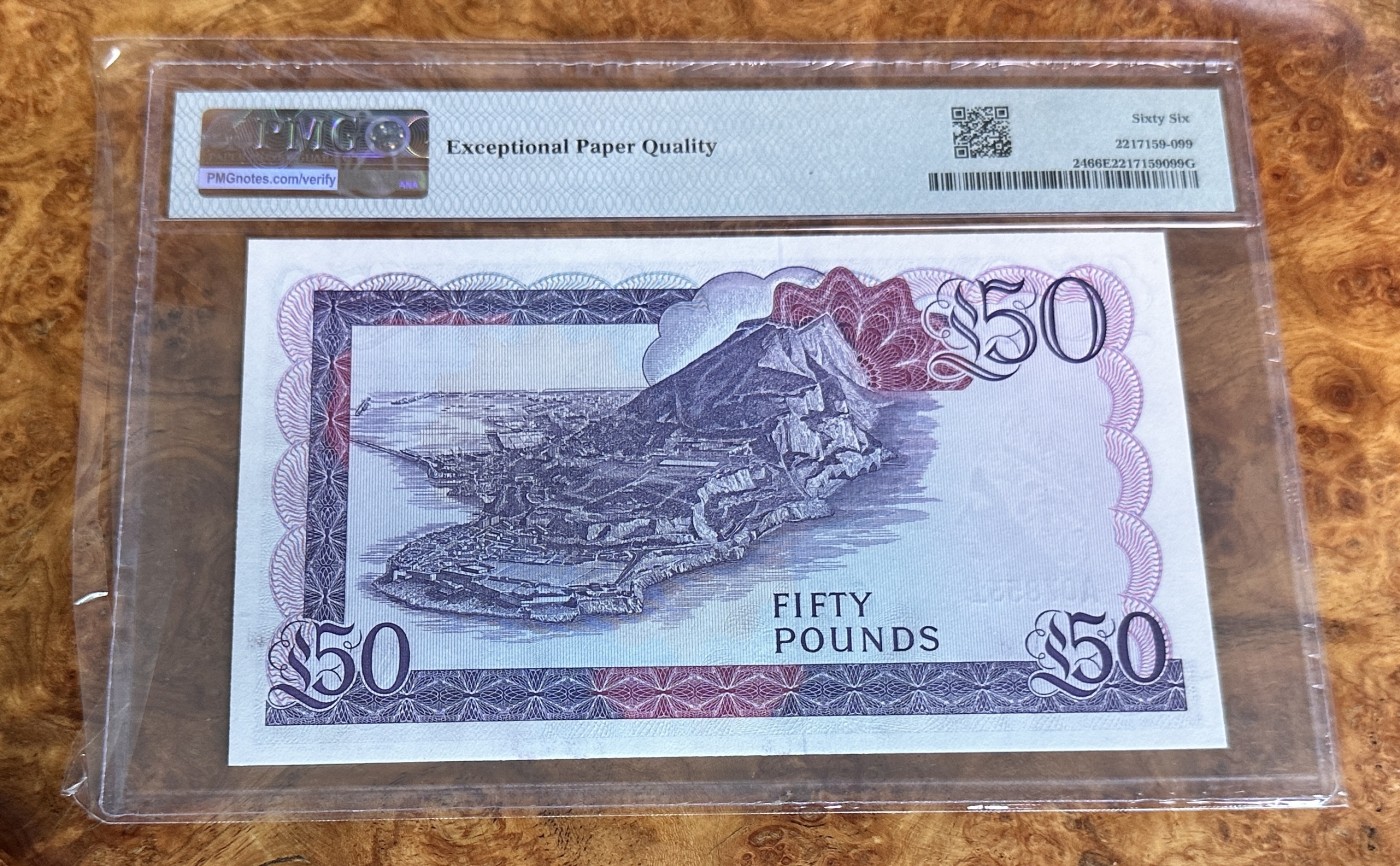 Chase Auction 第23期 - - 外钞、民国钞和人民币混合场！ 1986年英属直布罗陀50镑，高冠女王，PMG66！