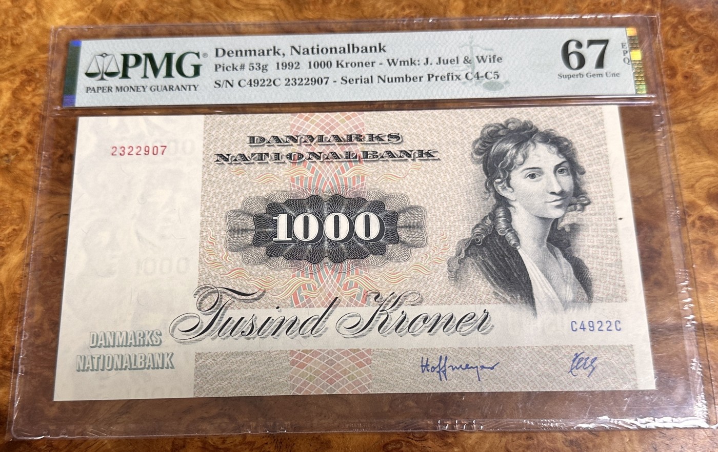 Chase Auction 第23期 - - 外钞、民国钞和人民币混合场！ 1992年丹麦1000克朗，大松鼠，PMG67分！