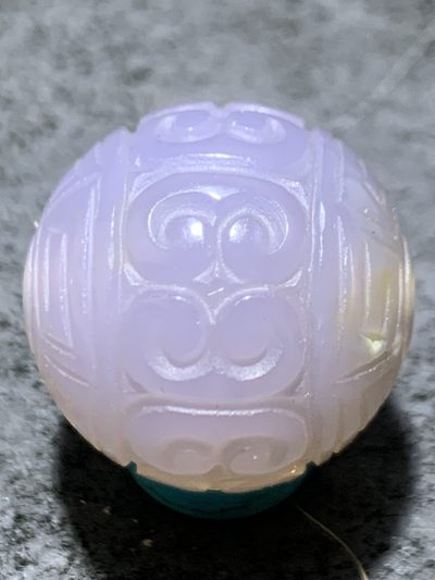 精美高润度冻料蒙料战国红雕刻回纹珠子一颗， - 精美高润度冻料蒙料战国红雕刻回纹珠子一颗，