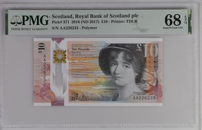 【礼羽收藏】🌏世界钱币拍卖第4期  外币 裸币 纪念钞  硬币  - Scotland, Royal Bank of Scotland plc, �10 2016 (ND 2017) - Printer: TDLR