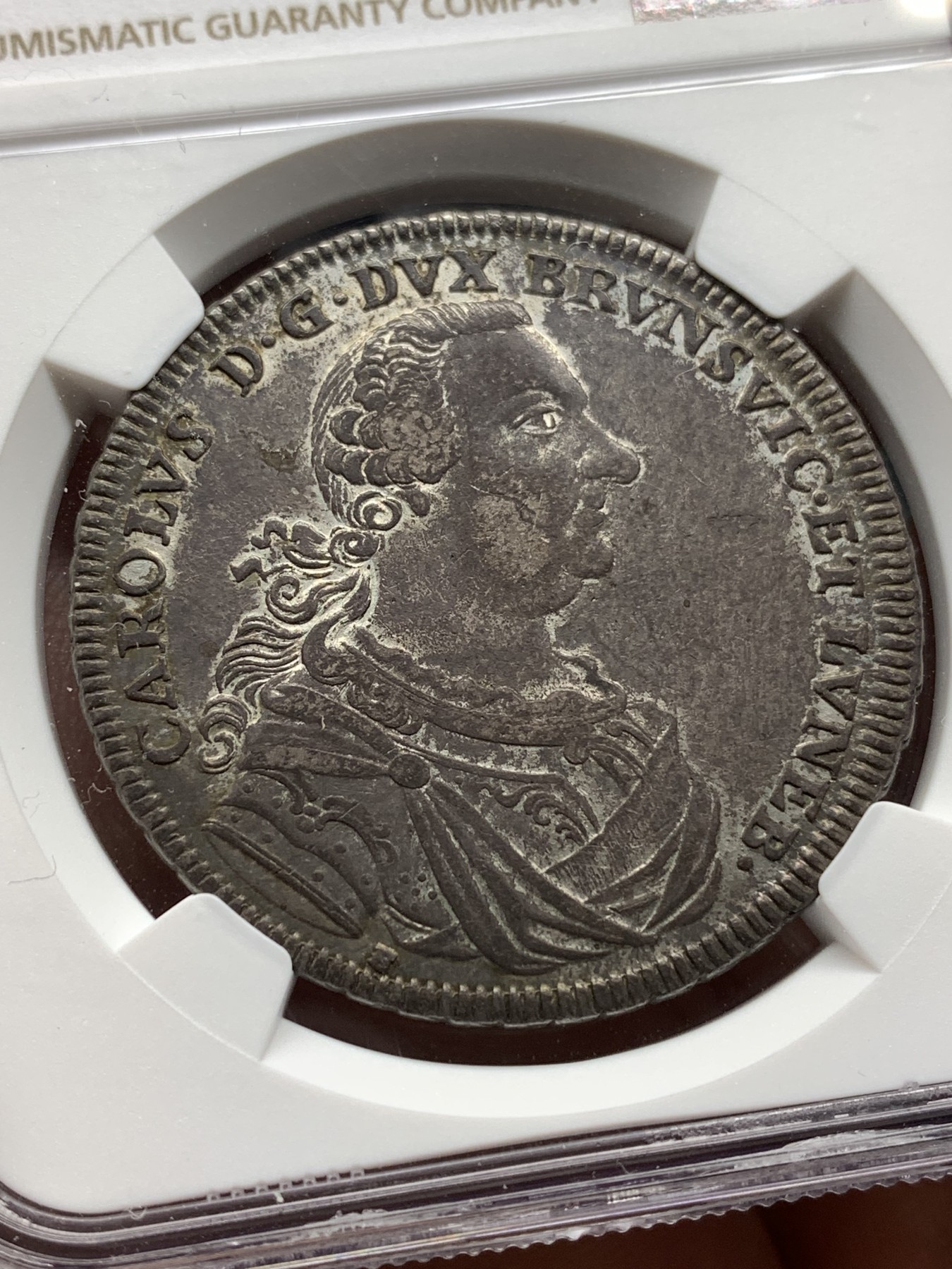 《竞宝斋》第187场-周日，周一 2场 (全场包邮) NGC XF45 德国 布伦瑞克 1764年 飞马泰勒大银币 双面均匀的深彩包浆 经典飞马非常漂亮