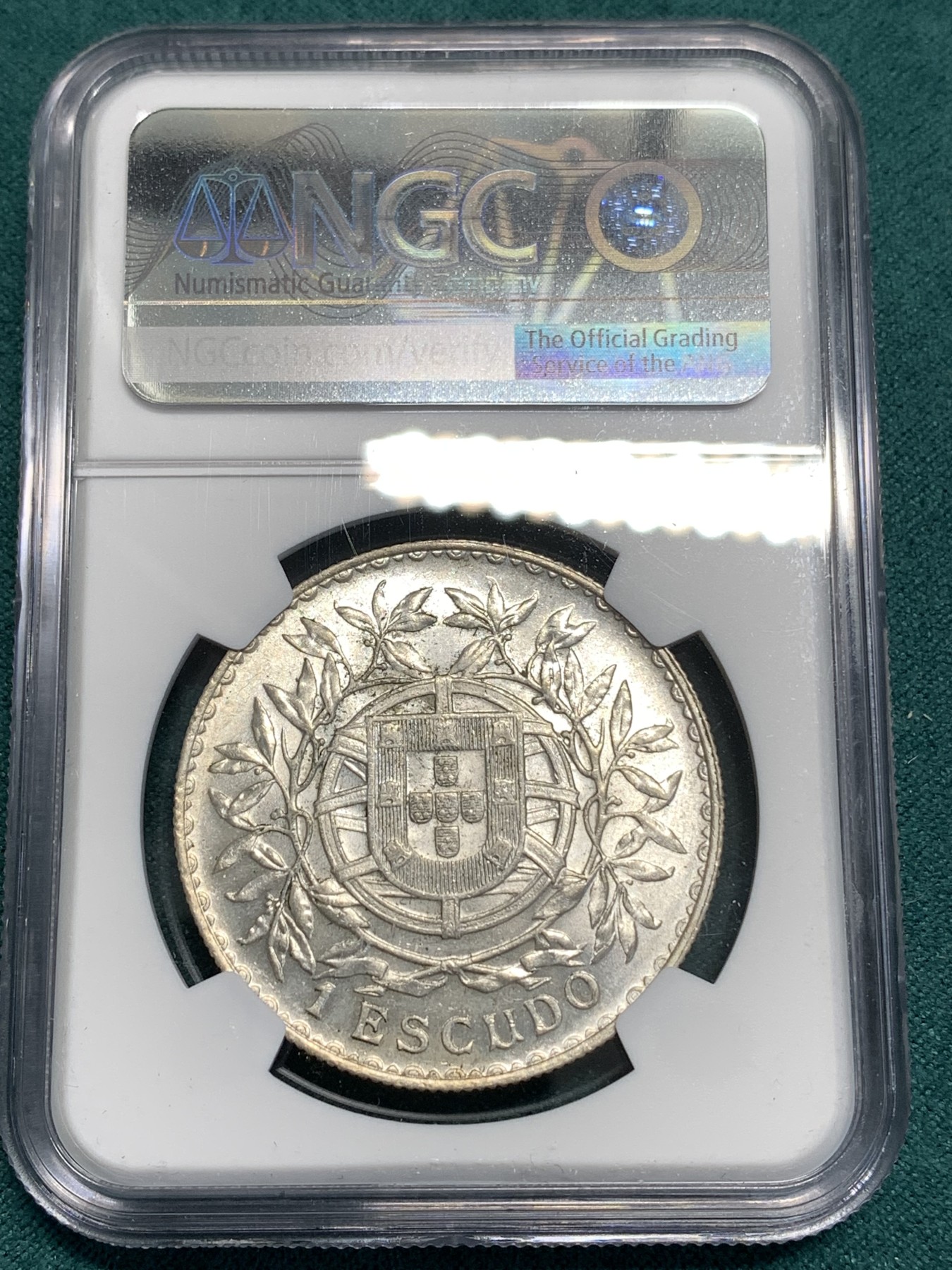 《竞宝斋》第187场-周日，周一 2场 (全场包邮) NGC AU58 葡萄牙1915年女神1埃斯库多银币