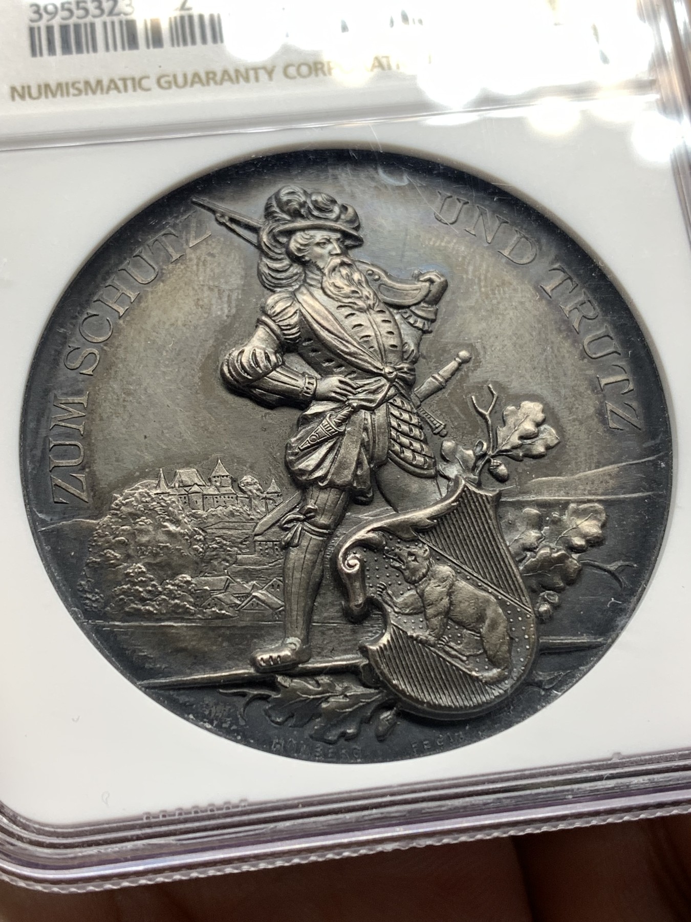 《竞宝斋》第187场-周日，周一 2场 (全场包邮) NGC-MS62 1891 瑞士伯尔尼射击节 银章 45直径，高浮雕，极其精美