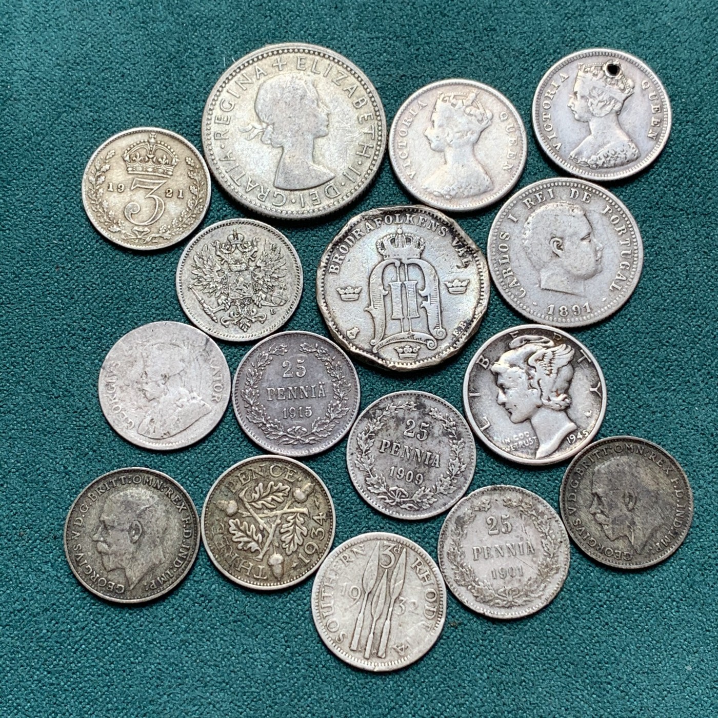 《竞宝斋》第187场-周日，周一 2场 (全场包邮) 小银币一组多枚 具体数量 品种见图