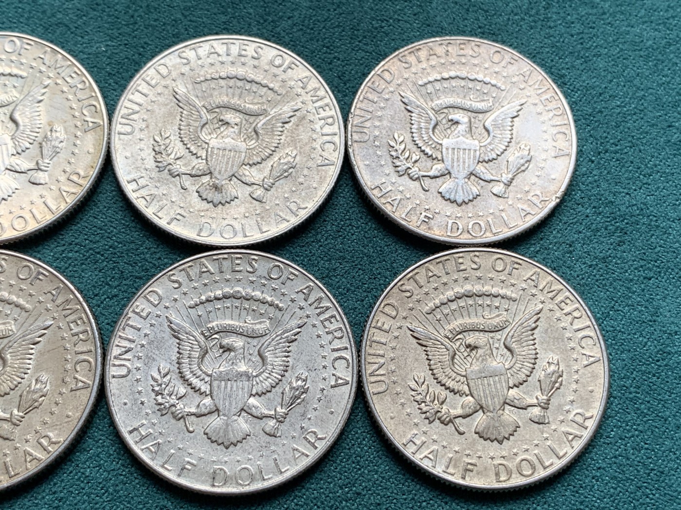 《竞宝斋》第187场-周日，周一 2场 (全场包邮) 美国肯尼迪半美元银币 6枚一组